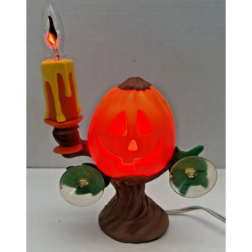 Vintage 1996 Trendmasters HallowScream Pumpkin Candelabra Light Up Works